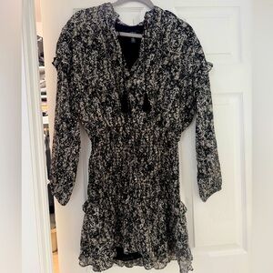 Aqua Black and White pattern mini dress